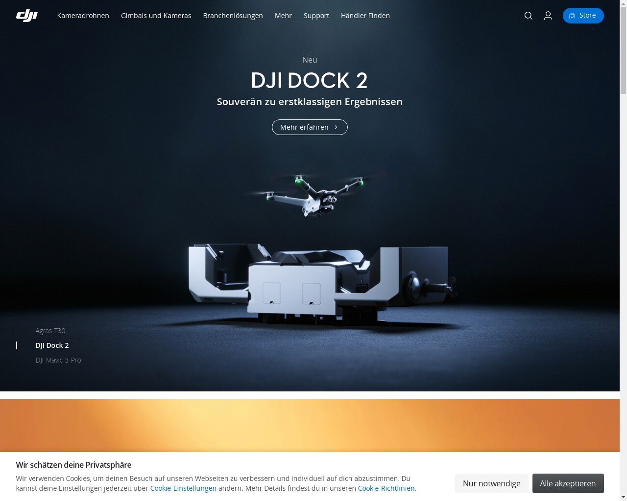 Картинка скриншота сайта - DJI – компания, которая является одним из ведущих производителей дронов в мире