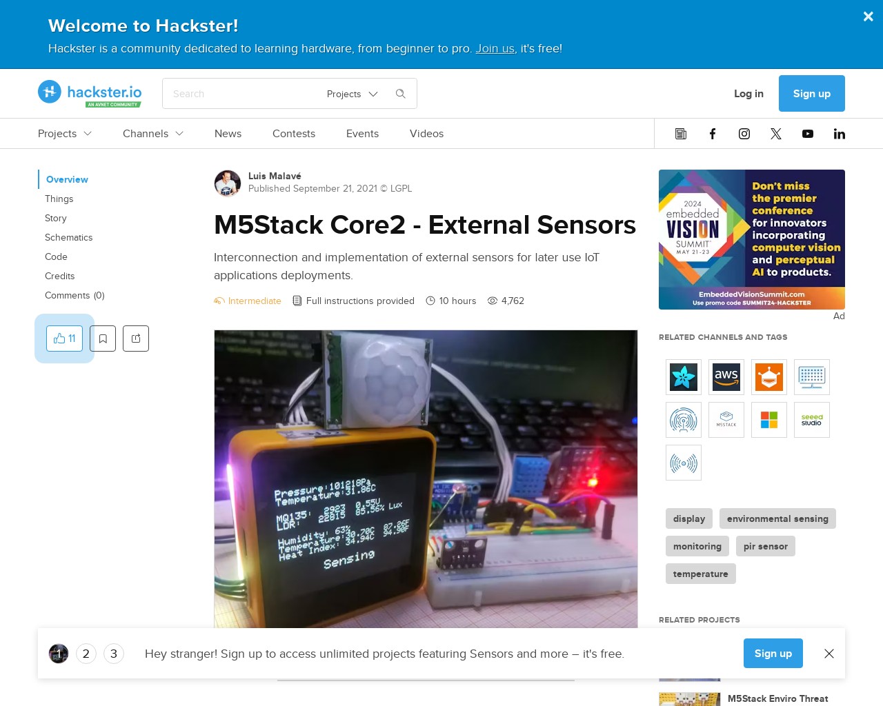 Картинка скриншота сайта - M5Stack Core2 - External Sensors